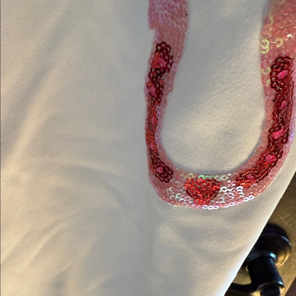 BiBi White Western Valentine Sequin Sweater with Pink Boot Design - Picture 10 of 12